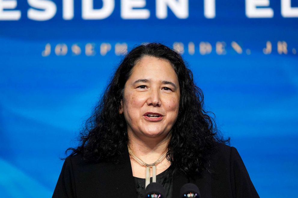 PHOTO: Isabel Guzman speaks during an event at The Queen theater in Wilmington, Del., Jan. 8, 2021. 