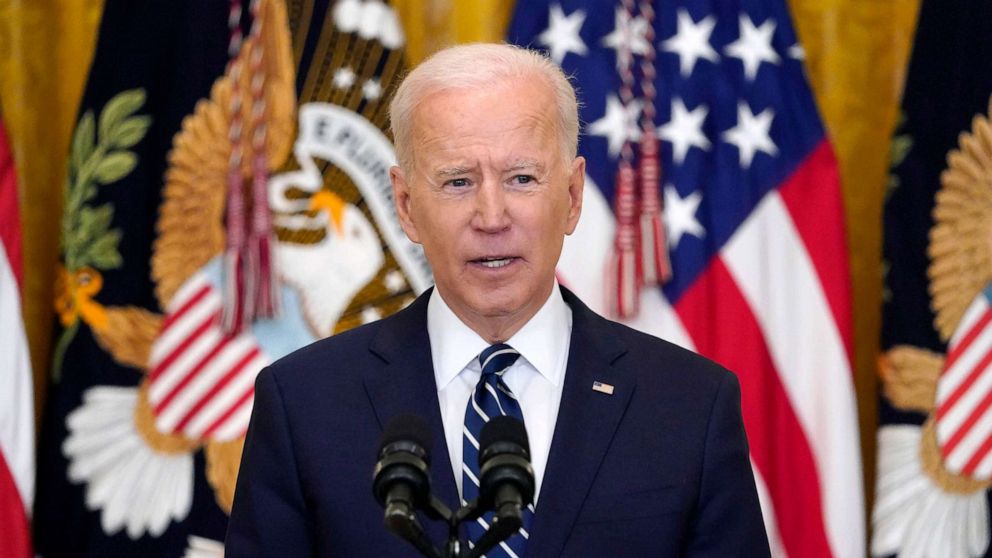 PHOTO: President Joe Biden speaks during a news conference in the East Room of the White House, March 25, 2021.