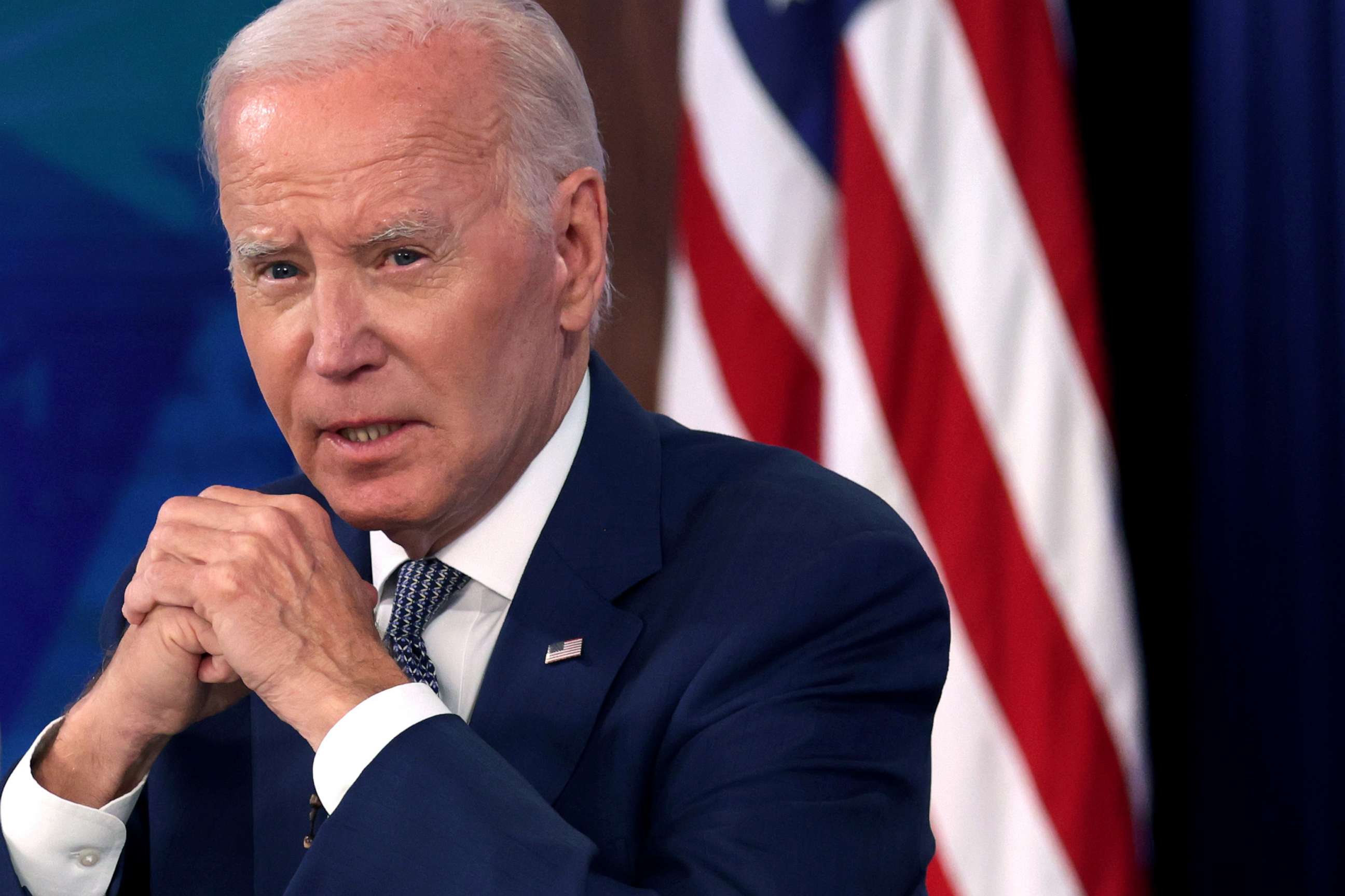 PHOTO: President Joe Biden delivers remarks on protecting consumers from hidden junk fees during an event at the South Court Auditorium at Eisenhower Executive Office Building on June 15, 2023 in Washington, DC.