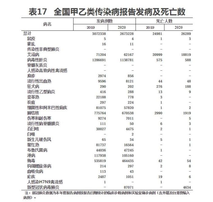 《2020年我国卫生健康事业发展统计公报》截图